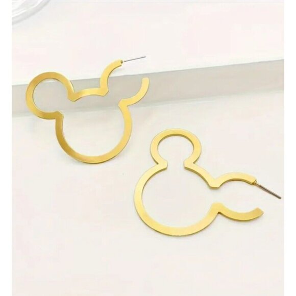 GOLD Outlined Disney MICKEY MOUSE Open-Ear Earrings - Picture 5 of 5